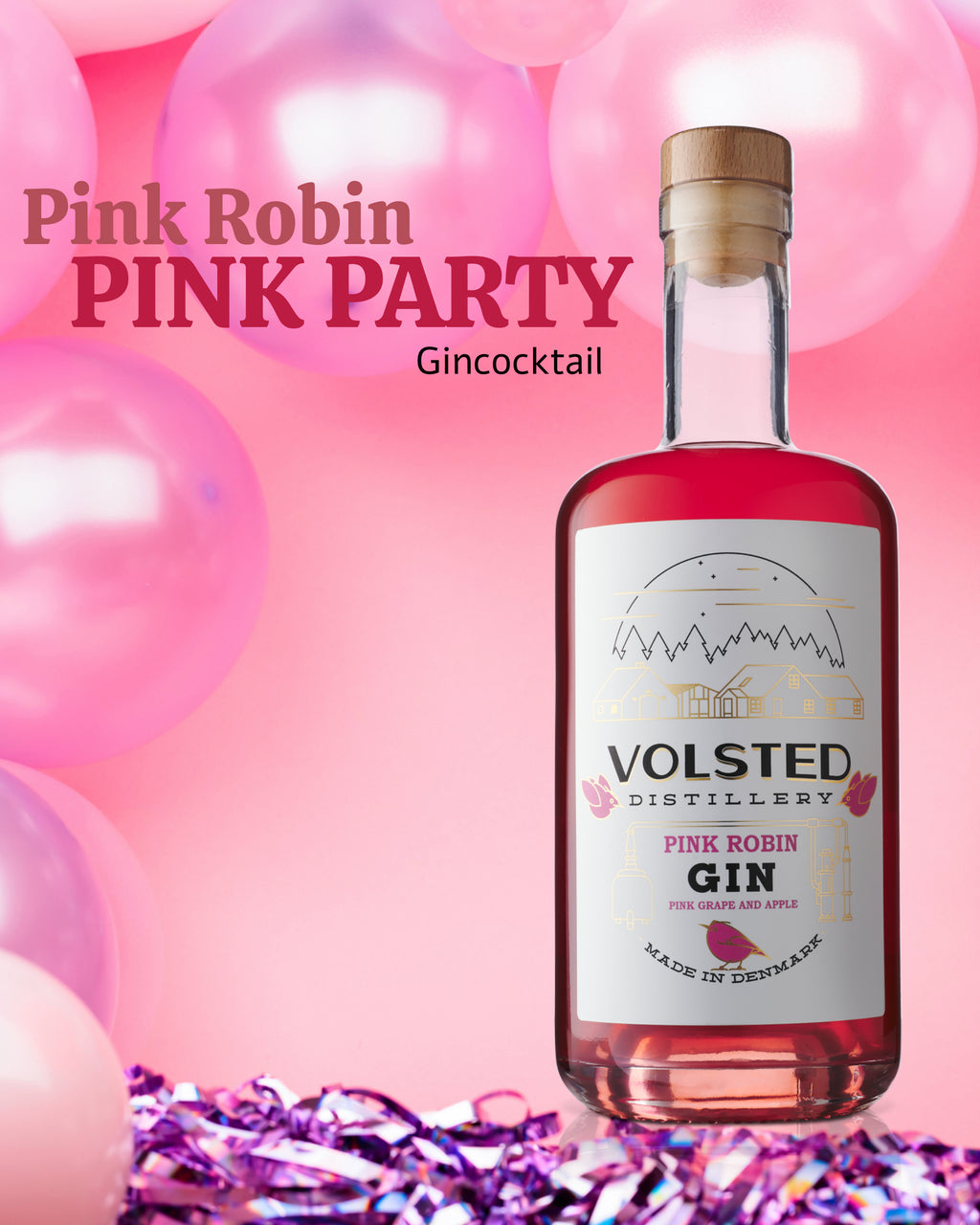 Pink Robin gin - PINK PARTY cocktailpakke 🍸